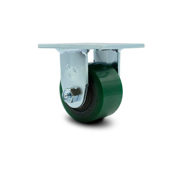 3.25 Inch Green Poly on Cast Iron Wheel Rigid Caster with Roller Bearing SCC, Service Caster, Mfr#: SCC-30R3420-PUR-GB